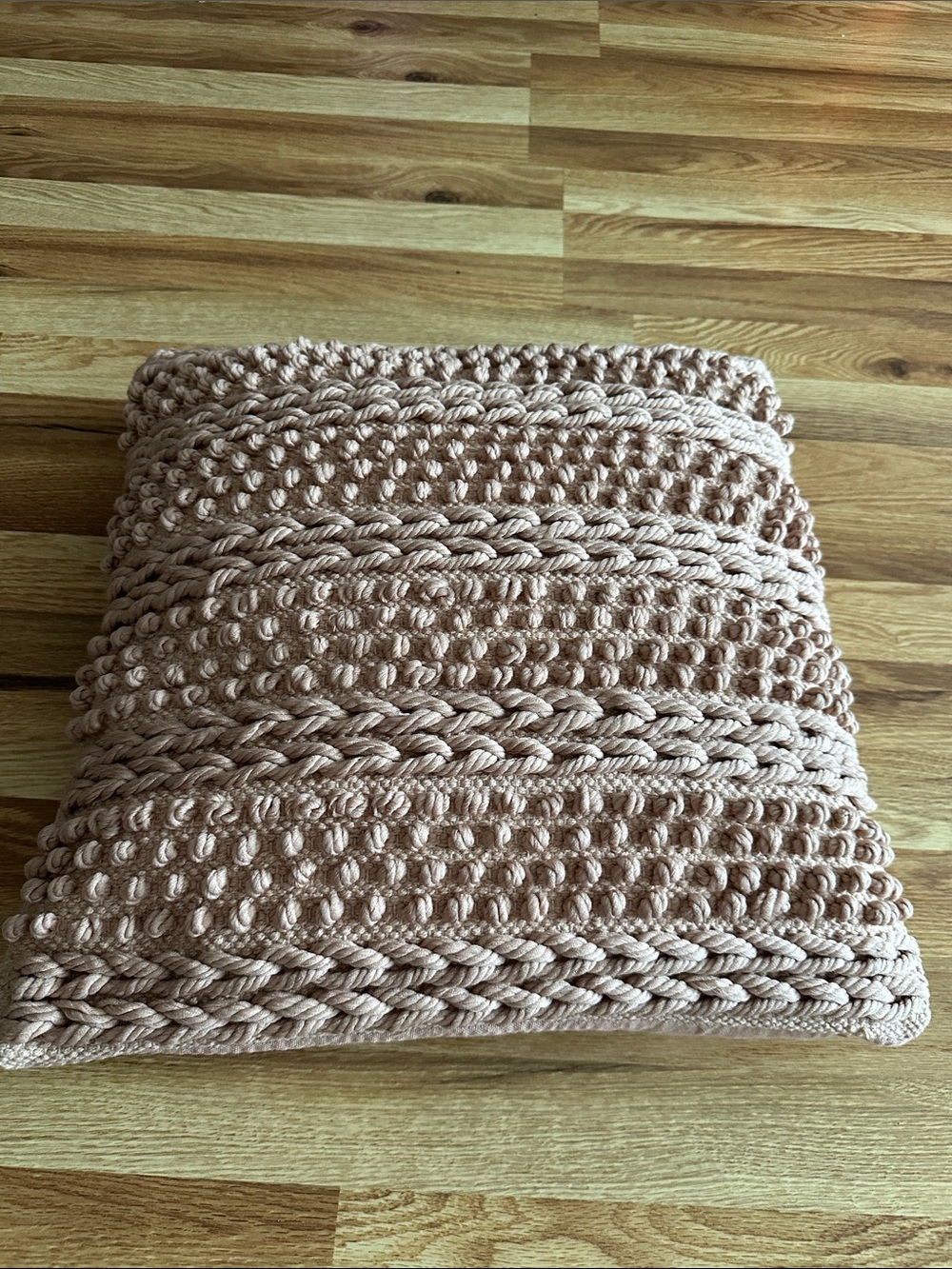 Mina Victory Chunky Knit Square Pillow - Blush Pink NWT